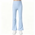thumbnail image 1 of nerohusy Girls Flare Pants Summer Elastic High Waisted Yoga Pants Casual Solid Color Athletic Sports Full Length Pants Light Blue,7-8Years, 1 of 9