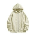 thumbnail image 1 of nerohusy Girls Zip up Hoodie Trendy 2025 Cute Oversized Zipper Hooded Sweatshirt Jacket with Pocket Kids Fashion Winter Clothes Beige,7 Years, 1 of 8