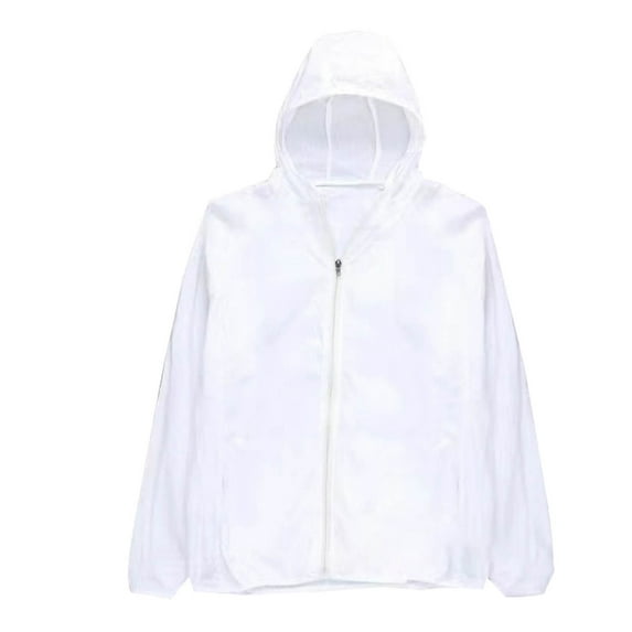nerohusy Golf Full Zip Jacket Mens Lightweight Windbreaker Breathable Hooded Jacket for Outdoor Travel Hiking 2025 White,S