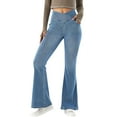 thumbnail image 1 of nerohusy Gym Leggings Women Jeggings for Women Tummy Control Cross High Waisted Flared Fake Jean Leggings Stretchy with Pockets Light Blue,XXXL, 1 of 9