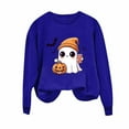 thumbnail image 1 of nerohusy Halloween Sweatshirt for Women Cute Spooky Season Sweatshirts Graphic Pumpkin Ghost Bats Sweater Plus Size Outfit 2025 Blue,L, 1 of 5