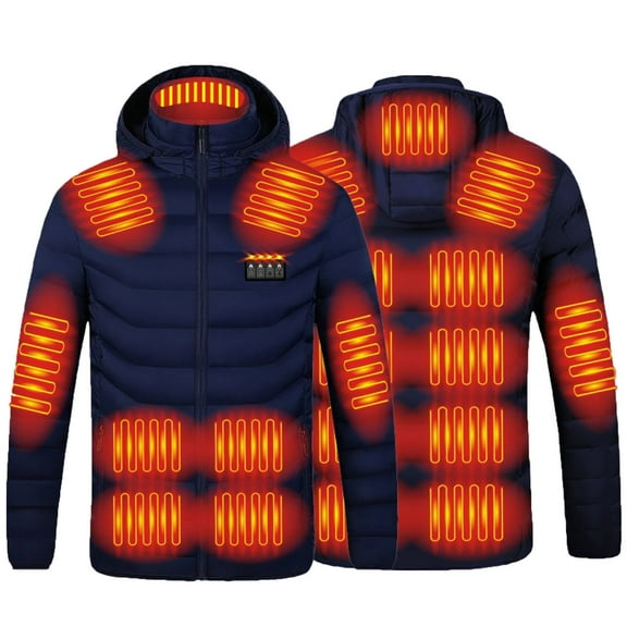 nerohusy Heated Jackets for Men Women Electric Heating Jacket Four Control 19 Heating Zone USB Heated Down Puffer Coat Warm Winter Hooded Jacket S-4XL