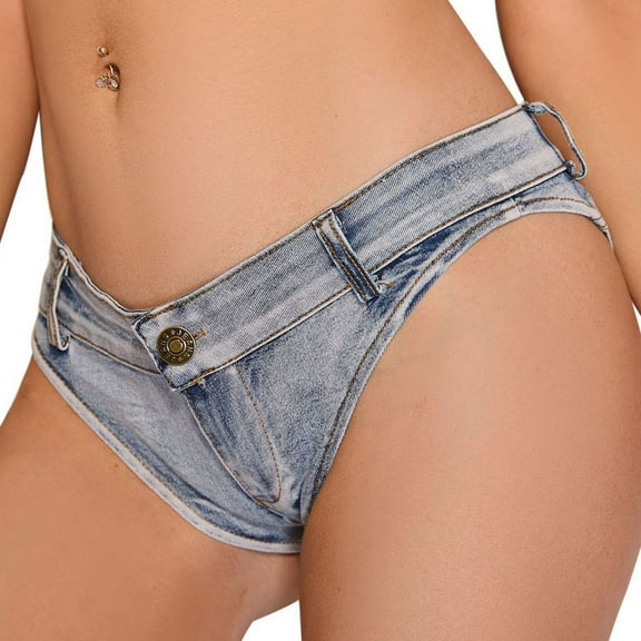 nerohusy Jean Shorts for Women Denim Sexy,Womens Low Waist Denim Jeans Shorts 2024 Mini Hot Pants Jeans Booty Ripped Jeans Beach Party Clubwear,Blue,L
