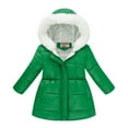 thumbnail image 1 of nerohusy Kids Girls Winter Jackets Tween Zipper Warm Quilted Coats with Faux Fur Collar Windproof Waisted Padded Outwear for 3-12 Years Green,4 Y, 1 of 8