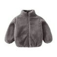 thumbnail image 1 of nerohusy Kids Polar Fleece Jacket Toddler Baby Boys Girls Solid Color Autumn Winter Warm Sherpa Lining Outerwear Soft Lightweight 1-6 Years Gray,1-2 Years, 1 of 7