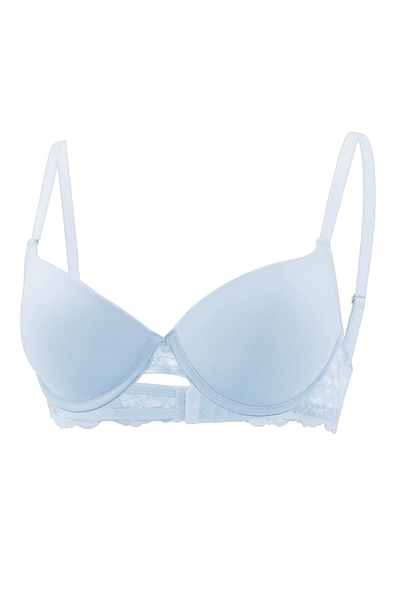 Lace Back Closure Bras for Women Push Up Breathable Mesh Comfort Bra,Brown,L