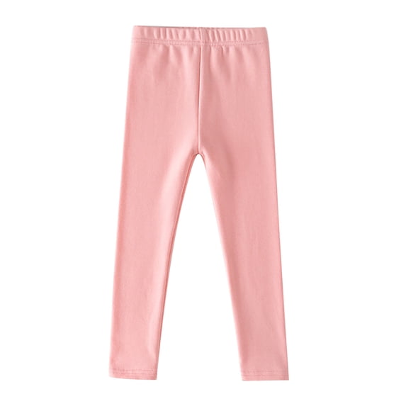 nerohusy Leggings for Kids Girls Cotton Elastic Waisted Pants Casual Solid Color Comfortable Long Pants Pink,6 Years