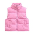 thumbnail image 1 of nerohusy Lightweight Stand Collar Boys Girls Puffer Vest - Warm Sleeveless Quilted Letter Thermal Padded Down Jackets Winter Coats Pink,14 Years, 1 of 6