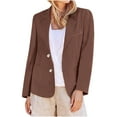 thumbnail image 1 of nerohusy Linen Blazer Women Summer Lightweight Button Long Sleeve Blazers for Women Business Casual Suit Jacket with Pockets Coffee,XL, 1 of 3