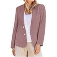 thumbnail image 1 of nerohusy Linen Blazer Women Summer Lightweight Button Long Sleeve Blazers for Women Business Casual Suit Jacket with Pockets Pink,XXL, 1 of 3