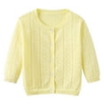 thumbnail image 1 of nerohusy Little Girls Cardigan Infant Baby Girl Cardigan Sweater Long Sleeve Button Up Knit Sweatshirt Jacket Toddler Baby Girl Yellow,5 Years, 1 of 6