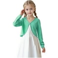 thumbnail image 1 of nerohusy Little Girls Long Sleeve Cardigan Little Girls Cute Dressy Open Front Cardigan Tops Kids Cropped Bolero Shrugs Cover Up Fall Outfits Green,7-8 Y, 1 of 7