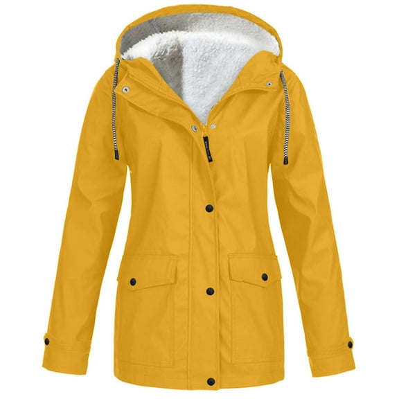 nerohusy Long Rain Jacket Women,Rain Jacket Womens Waterproof with Hood Long Trench Coats Striped Lined Lightweight Outdoor Windbreaker Raincoat Yellow,XXXXL