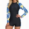 thumbnail image 1 of nerohusy Long Sleeve Rash Guard One Piece Swimsuit Women Full Zip Boyleg Sun Block Athletic Beach Surf Swimwear,Multicolor,S, 1 of 8