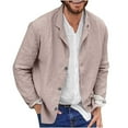 thumbnail image 1 of nerohusy Men's Casual Shirt Jacket Cotton Linen Shacket Loose Fit Long Sleeve Button-Down Overshirt Soft Lightweight Work Coat 2025 Khaki,XXL, 1 of 6