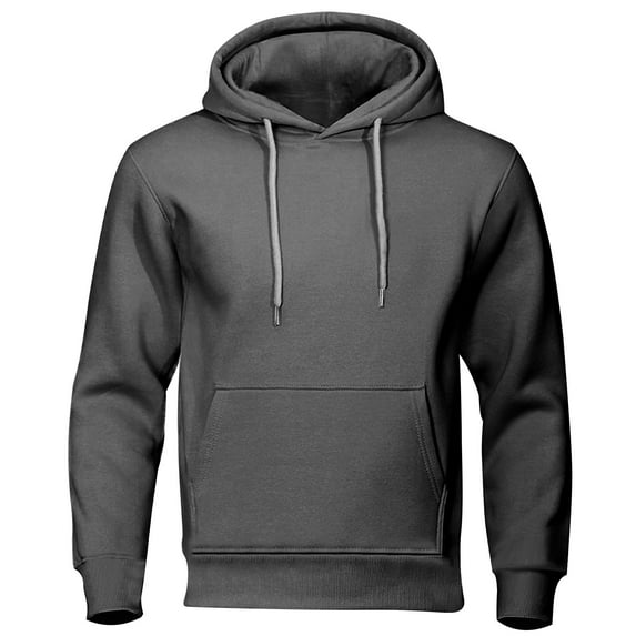 nerohusy Men's Plain Hoodie Sweatshirts Comfort Solid Color Hooded Sweatshirts with Pocket Fall Fleece Basic Long Sleeve Oversized Hoodies Dark Gray,L