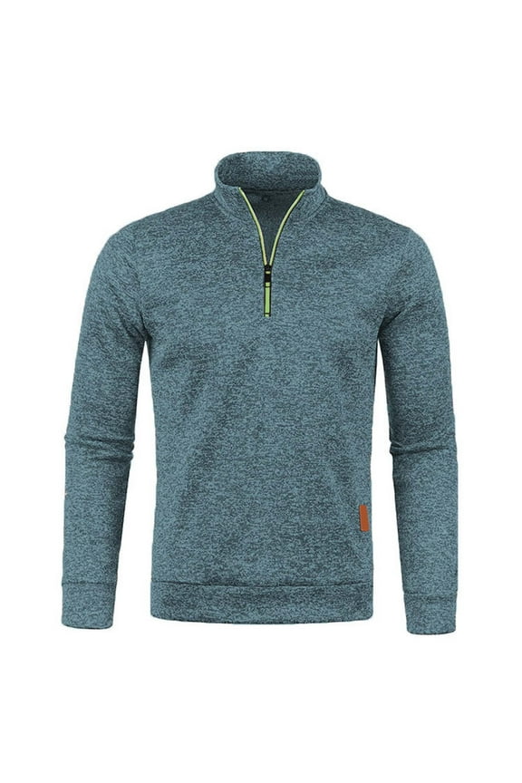 Men's Quarter Zip Thermal Fleece Lined Golf Sweater Winter Lightweight Soft Pullover Outdoor Athletic Lapel Sweatshirt 2025 Sky Blue,L