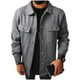 thumbnail image 1 of nerohusy Men's Shirt Jacket Flannel Plaid - Long Sleeve Button Down Casual Woolen Shacket with Flap Pocket Dark Gray,L, 1 of 8