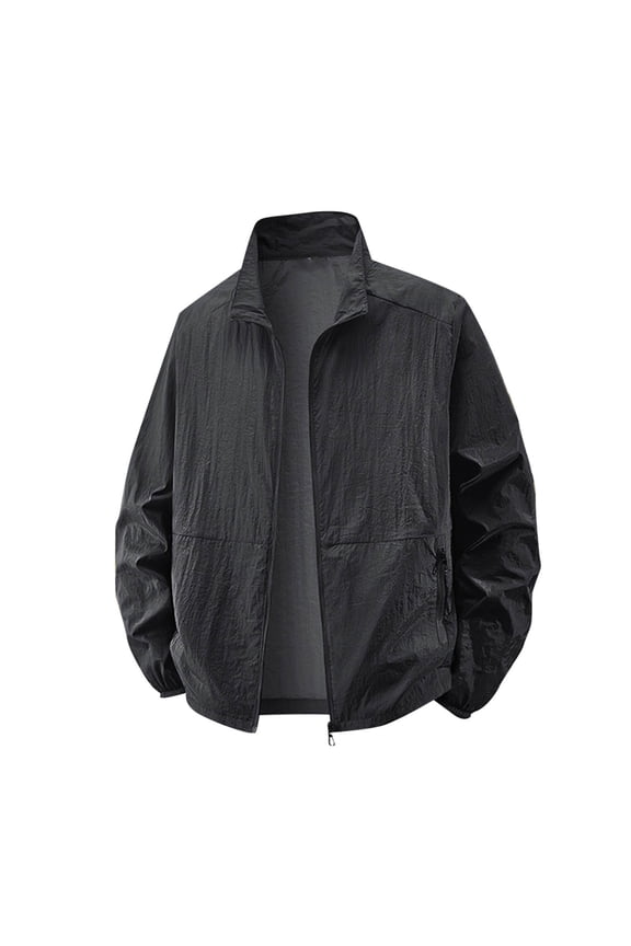 Men's UV Shirt Jacket Quick-Dry UPF 50+ Sun Protective Zip Up Lightweight Jackets Fishing Tops Long Sleeve Summer Wear 2025 Black,L