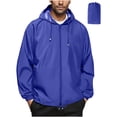 thumbnail image 1 of nerohusy Men's Waterproof Zip Up Rain Jacket - Packable Lightweight Hooded Windbreaker for Hiking Outdoor Sport Blue,M, 1 of 8