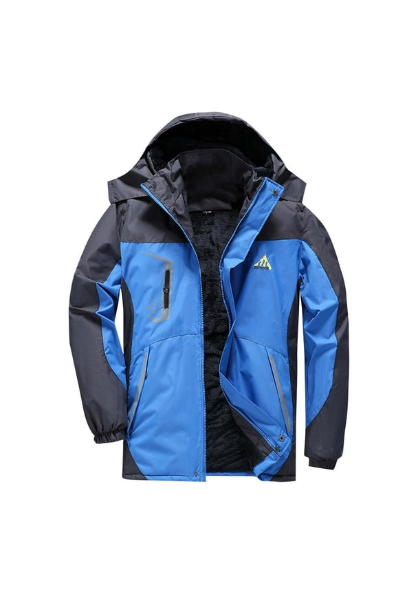 Men's Winter Jacket Water-Resistant Waterproof Jacket Snow Ski Jacket Military Tactical Hiking Jacket Coat Mountain Raincoat Blue,XL