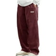 thumbnail image 1 of nerohusy Mens Corduroy Pants Loose Elastic Waist Open Bottom Sweatpants Baggy Drawstring Wide Leg Lounge Pants with Pockets 2025 Wine,L, 1 of 7