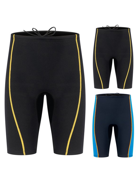 Mens Diving Shorts 1.5MM Neoprene Surfing Wetsuit Pants Elastic Drawstring Thermal Swimwear,Black,XXL