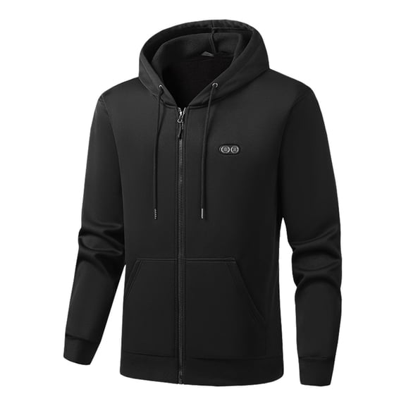 nerohusy Mens Heated Hoodies Zip Up Drawstring Hooded Jacket 17 Heat Zones Windbreak Warming Rechargeable Sweatshirt with Pockets 2025 Black,XXXL