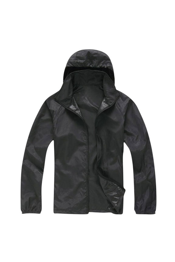 Mens Lightweight Waterproof Rain Jacket Quick Dry Thin Windbreaker Casual Refleciton Zip Up Jackets with Hood Men 2025 Black,M