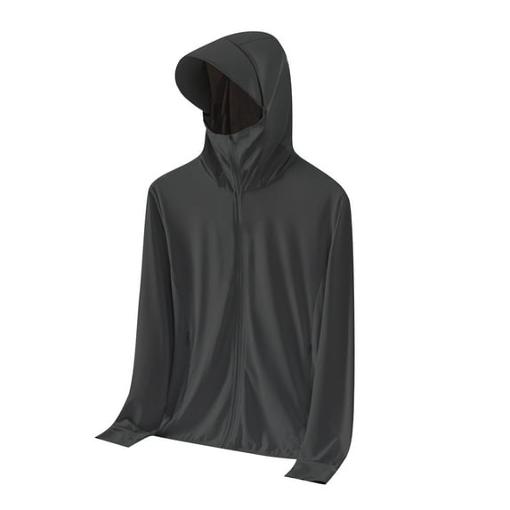 nerohusy Mens Long Sleeve Sun Protection Shirts with Mask UPF 50+ Fishing Rash Guard Hoodies Hiking UV Shirts with Hooded Black,XL