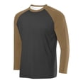thumbnail image 1 of nerohusy Mens Raglan Long Sleeve Baseball Shirts Pullover Lightweight Crewneck Mesh Shirt Breathable Moisture Wicking Workout Undershirt Bronze,M, 1 of 3