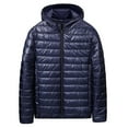 thumbnail image 1 of nerohusy Mens Soft Puffer Jackets Hooded Light Packable Long Sleeve Zip Down Jacket Winter Warm Padded Bubble Outwear Coat 2025 Navy,M, 1 of 3