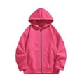 thumbnail image 1 of nerohusy Oversized Zip up Hoodie for Girls Trendy Youth Hooded Sweatshirt Winter Cute Kids School Jacket Fall Teens Clothes 2025 Hot Pink,5 Years, 1 of 8