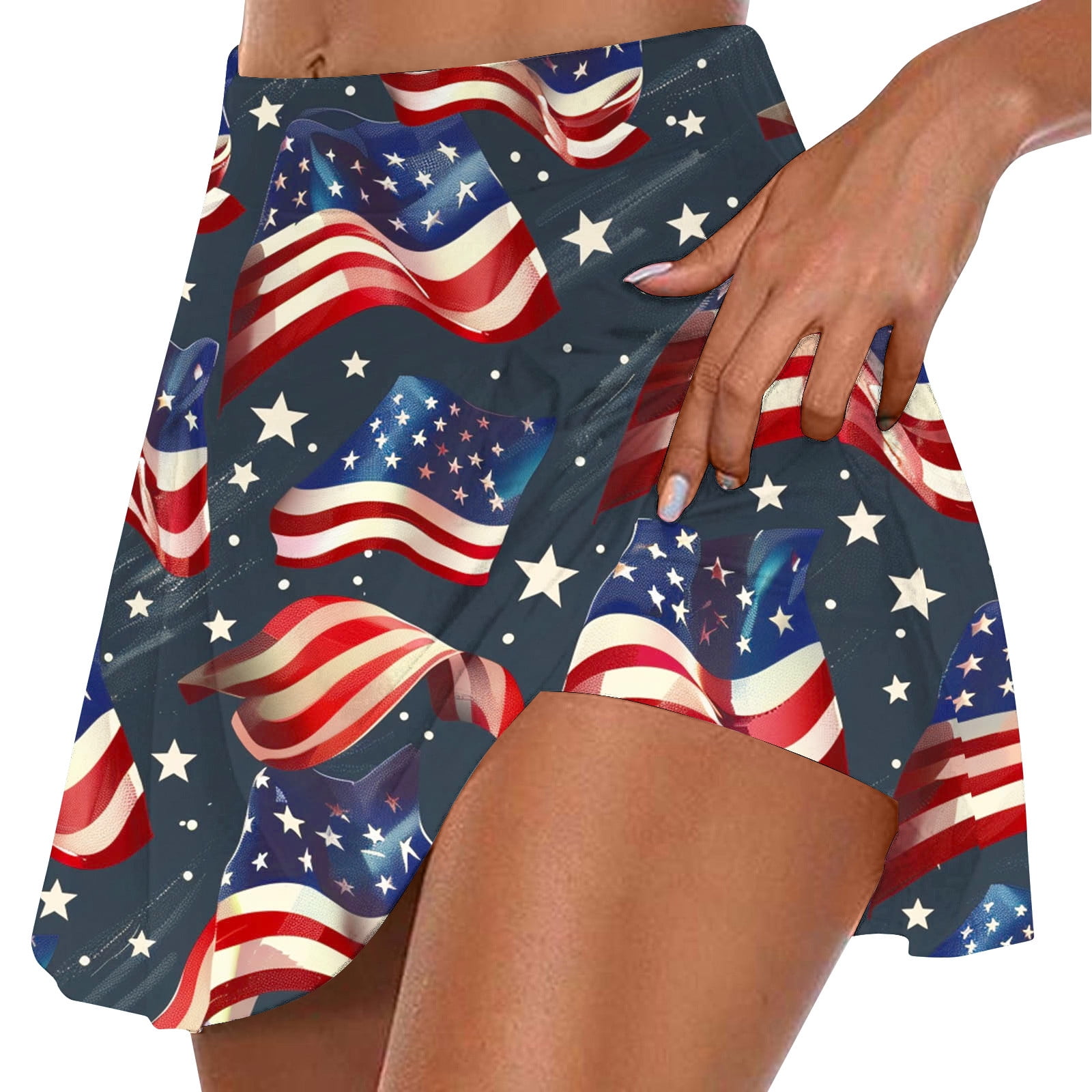 nerohusy Patriotic Skorts for Women American Flag Print High Waist ...