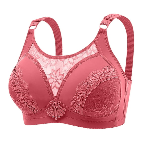 nerohusy Plus Size Bras for Women Push Up,Daisy Bras for Older Women,Daisy Bra,Daisy Bra for Seniors Front Closure,Comfortable Convenient No Wire Buckle Bra,Hot Pink,M