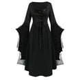 thumbnail image 1 of nerohusy Plus Size Halloween Costumes Woman 2025 Butterfly Sleeve Witch Dress Lace Corset Mesh Gothic Renaissance Medieval Dresses Black,L, 1 of 7