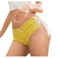 thumbnail image 1 of nerohusy Ripped Jeans Shorts Womens High Waisted Denim Shorts Summer Casual Distressed Ripped Jeans Short Raw Hem Hot Short Jeans 2025 Yellow,L, 1 of 3