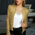 thumbnail image 1 of nerohusy Sequin Blazer for Women Open Front Long Sleeve Jacket Cardigan Elegant Fitted Club Party Coat Outerwear Short Glitter Jackets 2024 Flash Deals of the Day Gold,L, 1 of 8