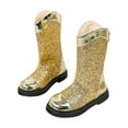 thumbnail image 1 of nerohusy Sparkly Sequin Riding Boots Girl's Knee High Boots Faux Leather Back Zipper Non Slip Sole Party Shoes Gold 6.5-7Years, 1 of 8