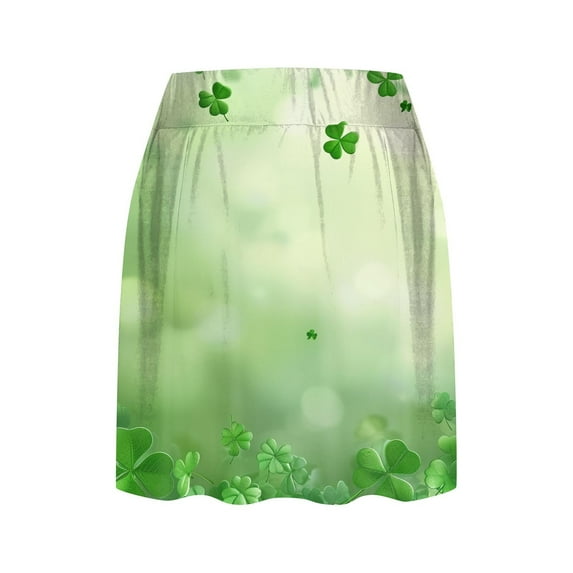 nerohusy St. Patrick's Day Tennis Skirt Irish Clover Skirt Women's Sports Shorts with Pockets Green Irish Shamrock Theme for Running Tennis Golf 2025 Multicolor,M