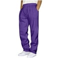 thumbnail image 1 of nerohusy Sweatpants for Men Baggy Drawstring Elastic Waist Joggers Loose Fit Cotton Open Bottom Athletic Pants with Pockets Purple,XXL, 1 of 5