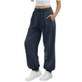 thumbnail image 1 of nerohusy Sweatpants for Women Wide Leg Baggy Y2K Pants Casual Elastic High Waisted Yoga Workout Pants with Pockets 2025 Fall Outfits Navy,M, 1 of 9