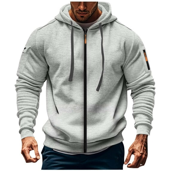 nerohusy Sweatshirts for Men Hoodies Zipper Tactical Jackets Athletic Workout Winter Long Sleeve Zip Up Fitness Jacket Outwear 2025 Gray,L