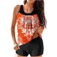 thumbnail image 1 of nerohusy Swimsuits Women Tankini Shorts,Womens Tankini Swimsuits with Shorts Graphic Printed 2 Piece Swimsuits Athletic Bathing Suits Modest Tank Tops Sets Orange, 1 of 6