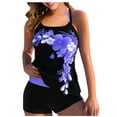 thumbnail image 1 of nerohusy Tankini Swimsuits for Women Floral Print Two Piece Swimsuit Spaghetti Strap Bathing Suit Summer Swimsuit 2025 Purple,S, 1 of 4