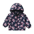 thumbnail image 1 of nerohusy Toddler Girls Boys Flower Print Zip Hooded Jacket Kids Trench Rain Jacket Outerwear Lightweight Windbreaker Rain Coat 2025 Navy,12 Months, 1 of 6