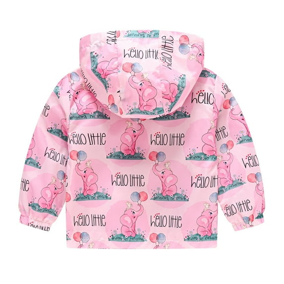 nerohusy Toddler Girls Graphic Jackets Cartoon Hoodie Sweatshirt Fall Winter Zipper Coat Lightweight Floral Print Hooded Sweater 2T-8T Hot Pink,4-5 Years