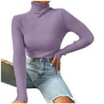 thumbnail image 1 of nerohusy Turtleneck Fall Sweater Women - Ribbed Knitted Long Sleeve Casual Pullovers Winter Thermal Shirts Slim Fit Bottoming Top Purple,S, 1 of 9