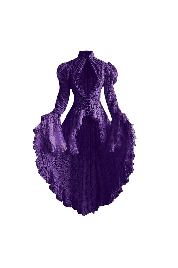 Victorian Dress for Women Ball Gown Retro Medieval Renaissance Costume 18Th Century Fairy Dresses Halloween Costumes 2025 Purple,XL