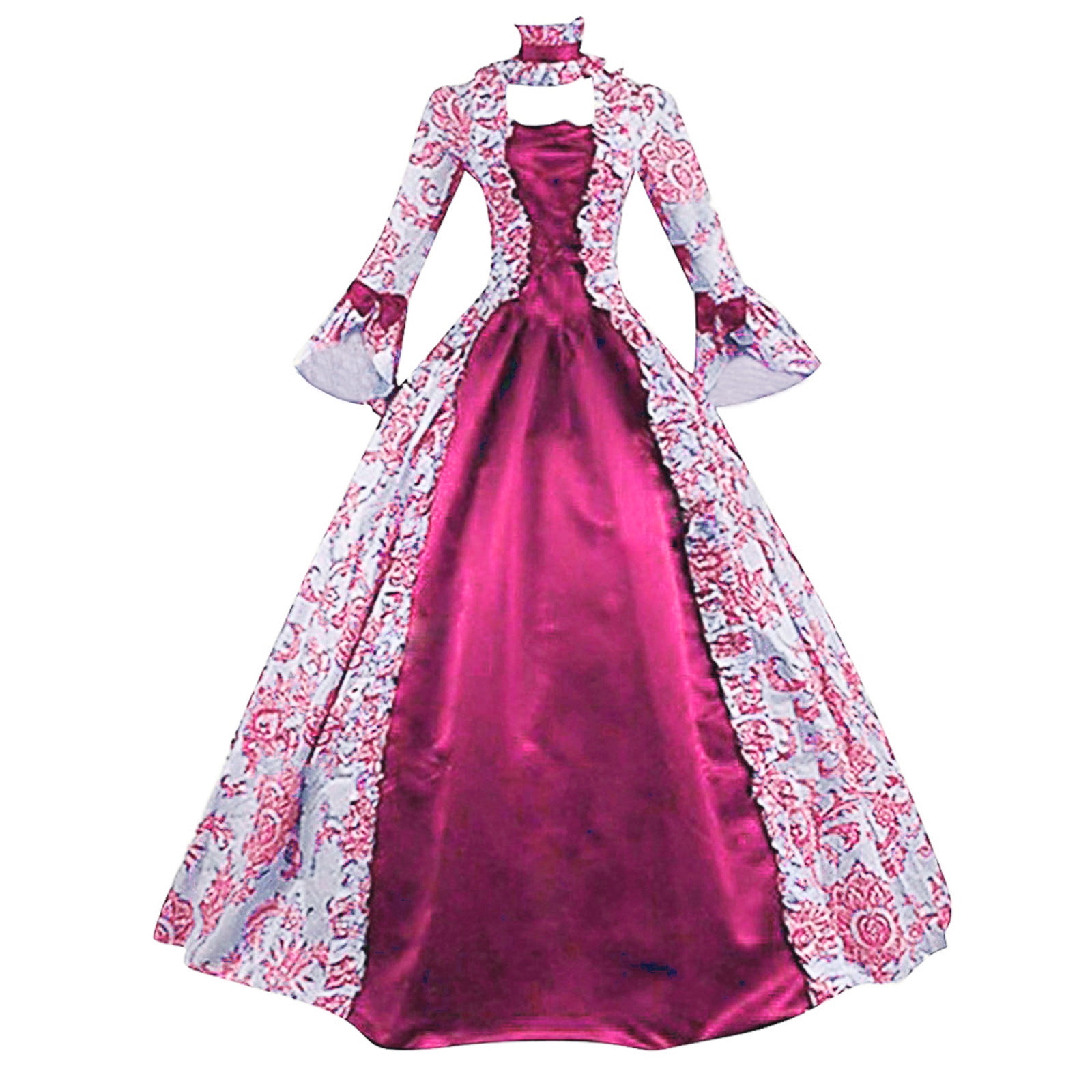 nerohusy Victorian Dresses Vintage Medieval Court Ball Gown Women  Renaissance Gothic Clothes Square Collar Plus Size Maxi Dress Hot Pink,M -  Walmart.com